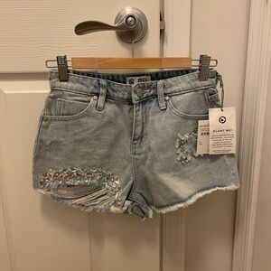 NWT PTCL Womens Jean Shorts in light blue denim color